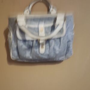 Chic Blue and White Satchel Bag